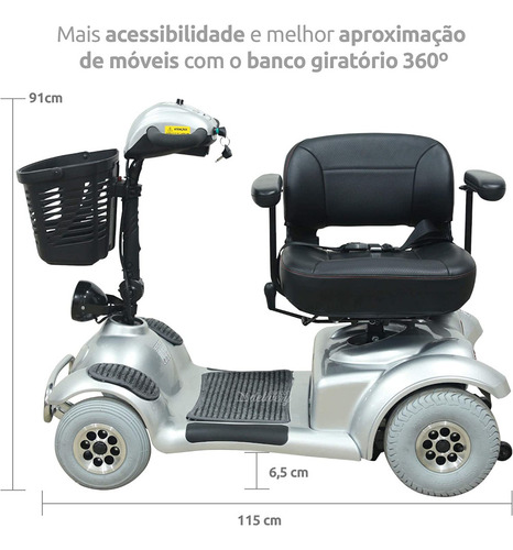Cadeira De Rodas Motorizada Freedom Mirage Rx Com Ré Titânio