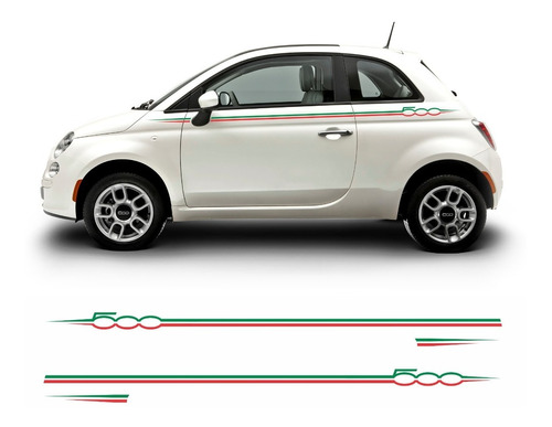 Par Adesivo Faixa Lateral Paralama Fiat 500 Italia Sport  40