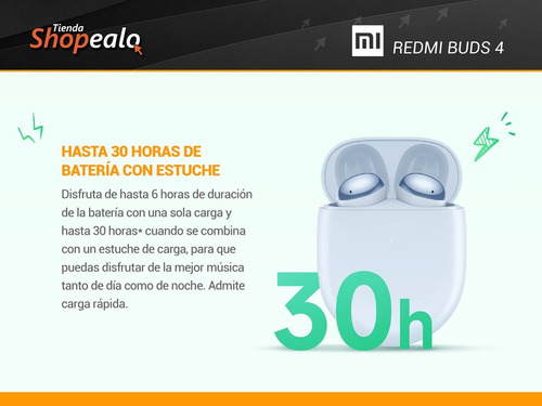 Imagen 6 de 10 de Auriculares In-ear Bluetooth Xiaomi Redmi Buds 4 Celeste -*