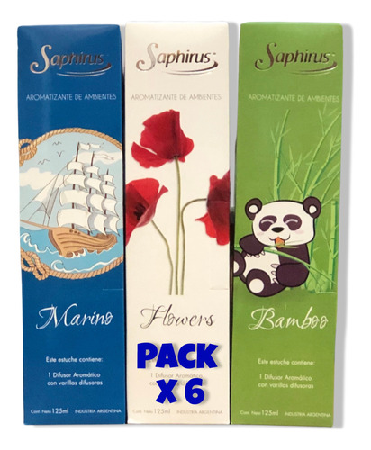 Aromatizador Difusor Varilla Saphirus Pack 6u + Envío Gratis