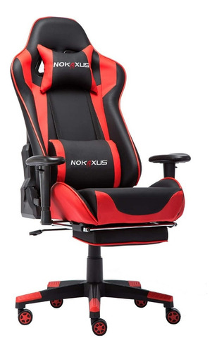 Silla Para Videojuegos Para Oficina Respaldo Alto Ergonómico Color Negro/rojo