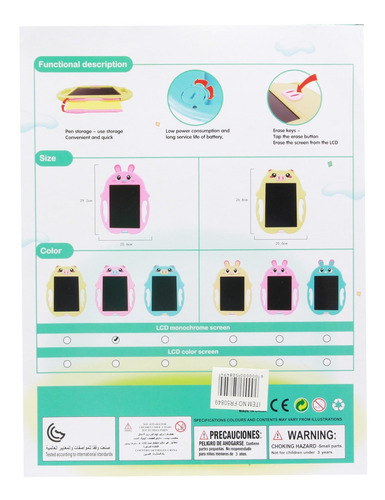 Tablet Infantil Lcd Forma Animal Con Moldes