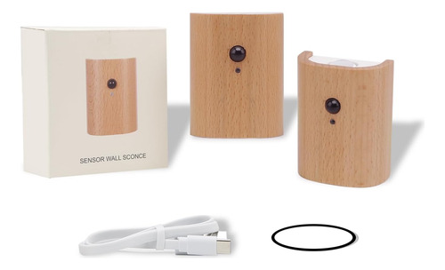 Lámpara De Pared Led De Madera, Luces Nocturnas Con Sensor D