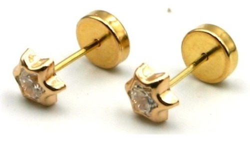 Imagen 1 de 7 de Par Aros Abridores Oro 18k Estrella Cristal Swarovski Garant