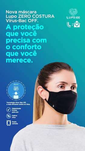 Kit 6 Máscaras De Proteção Lupo Fit - Antimicrobial Lavável