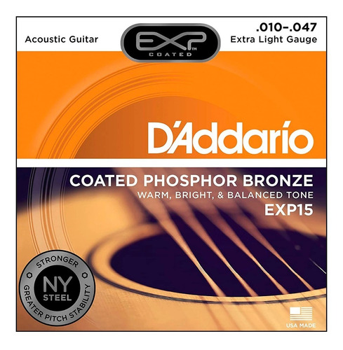 Daddario Exp15 Juego De Cuerdas Para Guitarra Acústica