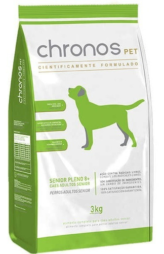 Ração Chronos Pet Cães Adultos Senior Pleno 8+ Embalagem 3kg