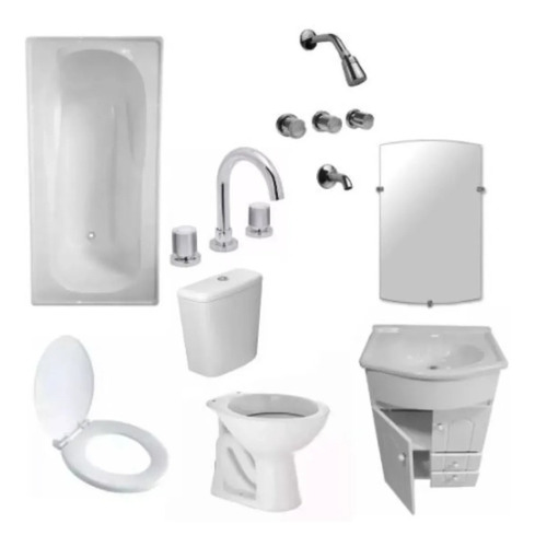 Set Baño Sanitarios Griferia Bañera Vanitory