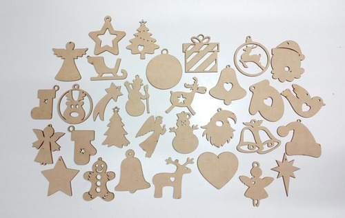 Adornos Figuras Navidad Mdf Pack 100 Unid Envio Gratis