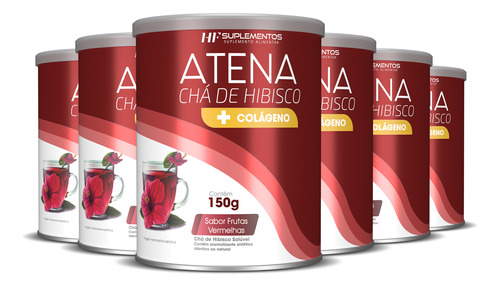 6x Atena Chá De Hibisco + Colageno Hf Suplementos