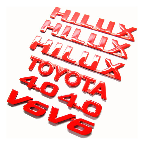Emblemas Toyota Hilux Rojos V6 4.0 Camionetas Trd Pega 3m