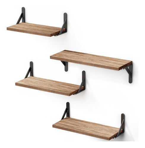  Set 4 Estantes Flotantes Madera Rustica Pared 