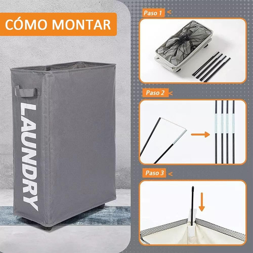 Cesta De Lavandería Delgada Con Ruedas, Cesta Plegable Ropa