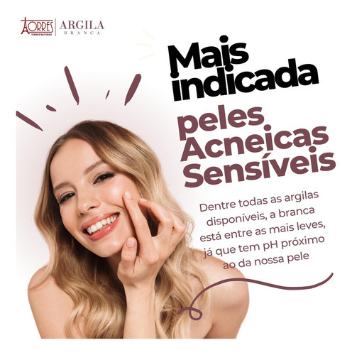 Argila Branca (skin Care) Torres 1kg - Mascara Facial Tipo De Pele Oleosa