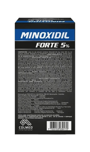 Imagen 5 de 5 de Minoxidil Forte Colmed Loción 5% Caja 100 Ml