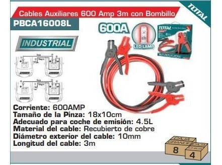 Imagen 2 de 2 de Cables Auxiliares Total 600 Amp Con Bombillo Led