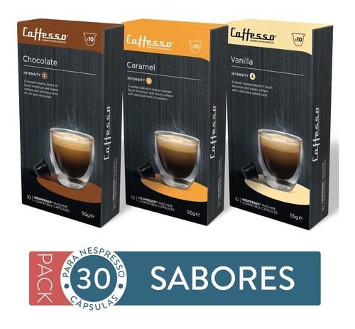 Pack 30 Cápsulas De Café Caffesso Sabores - Para Nespresso