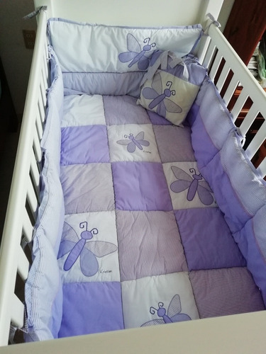 Cuna Blanca Con Colchón Y Juego De Cama Completo Niña O Niño