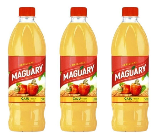 Kit 3 Un Suco Concentrado Caju Maguary Garrafa 500ml