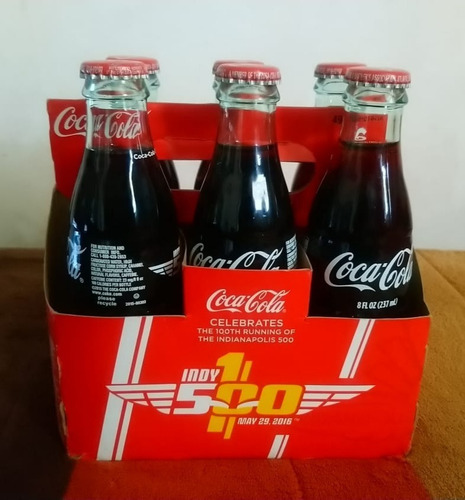 Botellas Coca Cola 6 Edicion Indy 500 Selladas 2016 Usa (Usado)