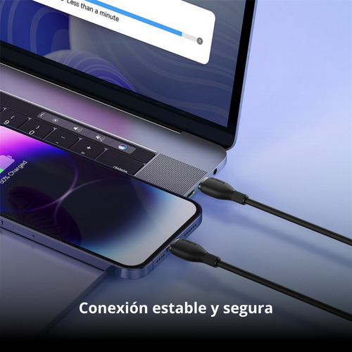 Baseus Cable Tipo C-ip 1.2 Metros 20w Cargador Para iPhone + Cubo De Carga 2 Puertos Usb A Y Tipo C Color Negro Carga Rápida Cable Material Flexible Y Resistente 50% De Pila En 30min