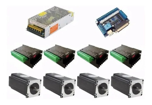 Kit Cnc Router 4 Motores De Passo 22kgf + 4 Drives + Fonte