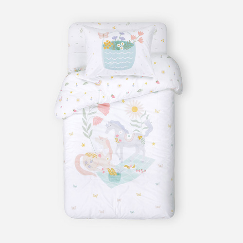 Funda Plumón Algodón Coleccion Kids Unicorniofolk 1,5 Plazas