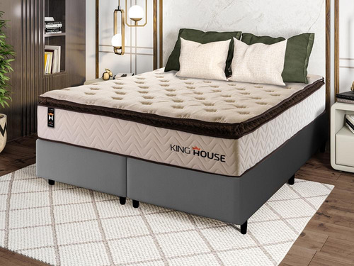 Cama Box C/ Molas Ensacadas Quartzo Marrom Queen 158x198x71