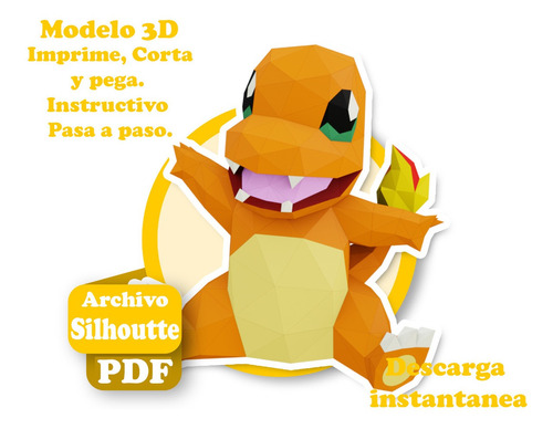 Plantilla Papercraft Charmander Stars Archivo Silhoutte Pdf