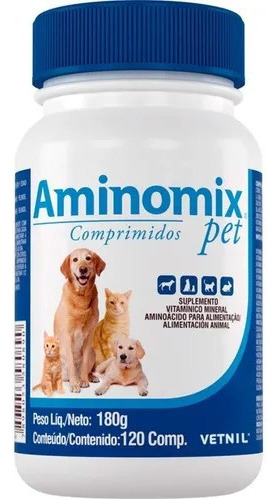 Suplemento Vitaminico Aminomix Pet 120 Comprimidos - Vetnil