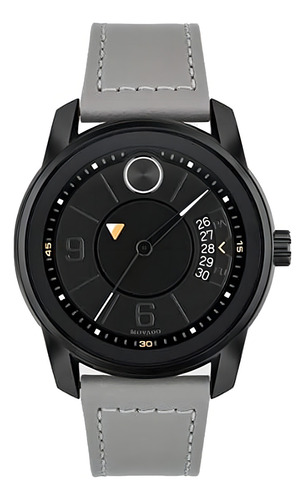 Movado Bold 3600695 Black Dial Grey Leather Strap Trend Vers