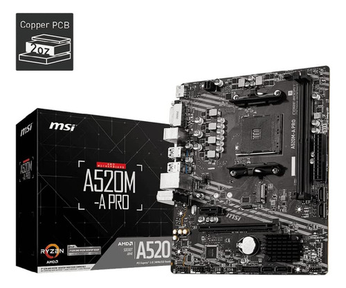Placa Madre Msi Amd4 A520m Pro M.2 Usb 3.2
