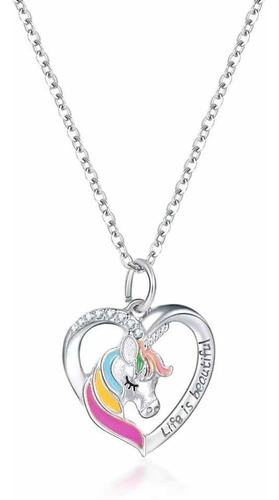 Collar Unicornio Arcoíris Regalo Amor Amistad Mamá Swarovsky