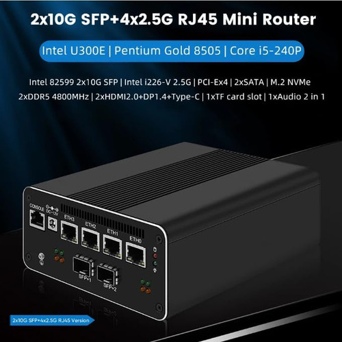 Hkuxzr Firewall Mini Pc, Intel Pentium 8505 Quad Core 10g*2