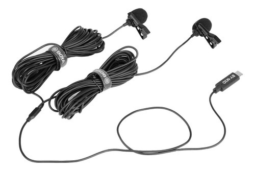 Micrófonos Boya BY-M3D de doble solapa con conector USB-C Android, color negro