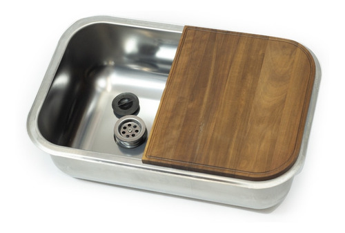 Pileta Cocina Acero Simple + Tabla Picar Madera Dhinox