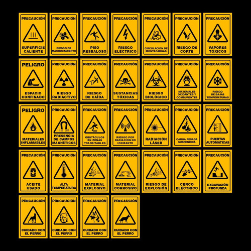 Señalamiento Letrero Precaución Vapores Tóxicos 30x20 Amarillo