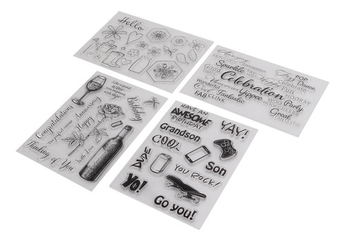 Clear Stamps, 4 Piezas, Transparentes Y Seguros Para Hacer T