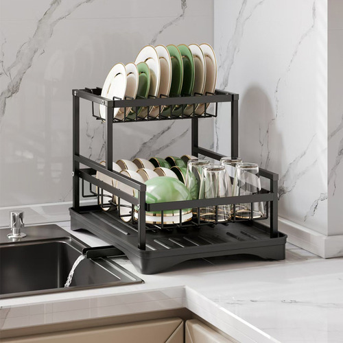 Cocina Doble Vajilla Rack Fregadero Asphalt Rack