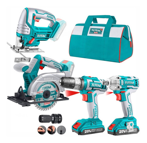 Combo 20v Taladro Percutor Caladora Sierra Llave De Impacto