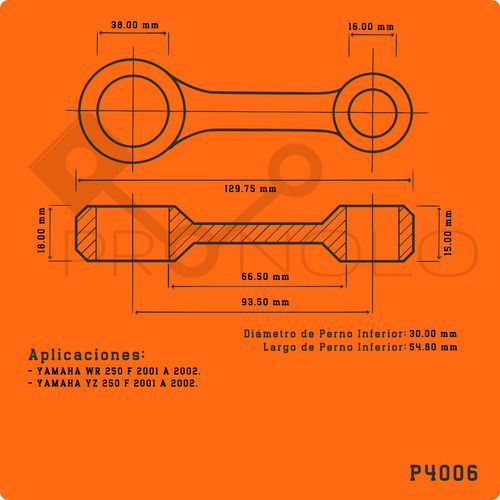 Kit Biela Completa Yamaha Yz 250 F 2001 A 2002 - Wössner