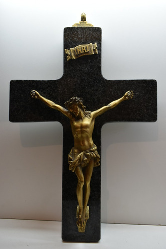 Gran Crucifijo Marmol Granito Cristo Religión 