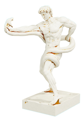 Estátua Atleta Lutando Contra Píton - Estatueta Frederic Cor Cor Mármore Dourado