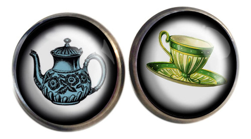 Pendientes De Taza De Té Y Tetera Azules