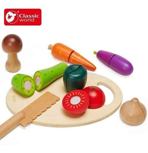 Classic World Vegetales O Frutas Para Cortar En Madera