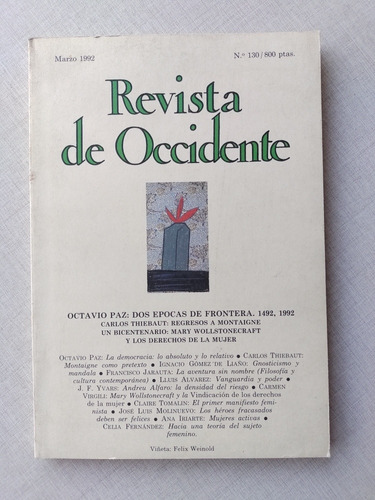 Revista De Occidente Número 130 1992 Octavio Paz Y Otros