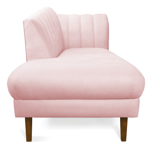 Divã Recife Suede 165 Cm Pés Chanfrado Castanho - D'rossi Cor Rosa Bebê