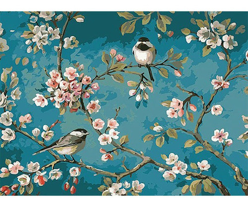 Pintura Numerada Pardais Na Cerejeira_p2