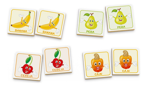 Jogo Da Memória Infantil Frutas 30 Peças Em Madeira