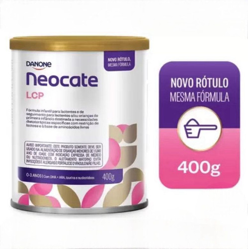 Fórmula infantil em pó sem glúten Danone Neocate LCP sabor neutro em lata kit de 3 unidades de 400g - 0 meses a 3 anos